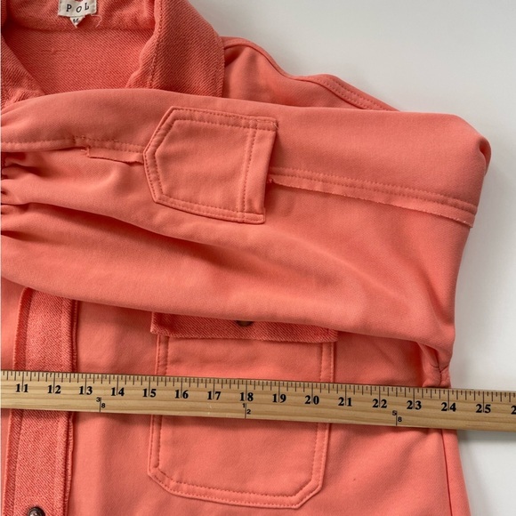 POL Women's Orange Oversized Relaxed Knit Shacked Jacket Size Medium - Picture 6 of 7